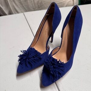 Blue suede high heels